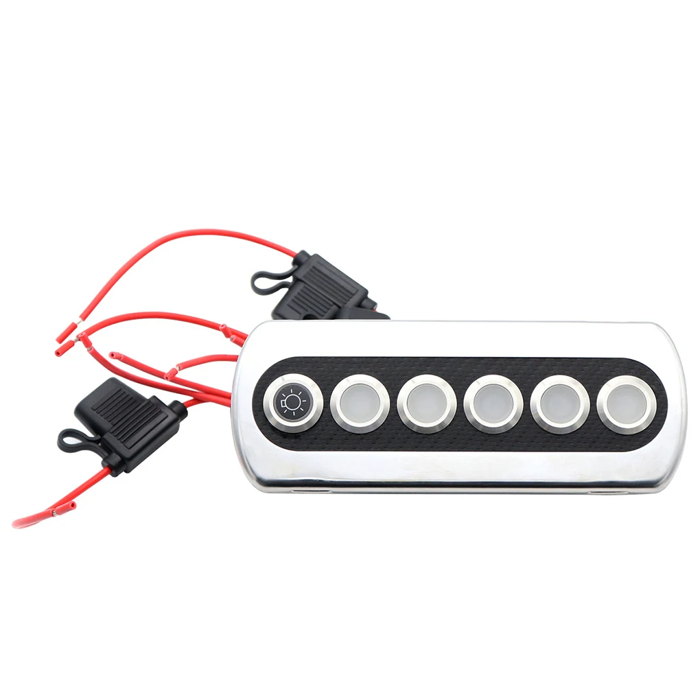 6-bit 12V 20A Carbon Fiber Switch Panel Universal Marine Switch Light Controller Yacht Bit Gang Boat Rocker Indicator Car Toggle
