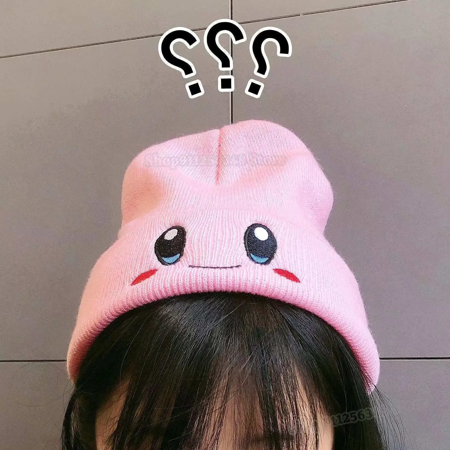 Stars Kirby Bonnets for Women Kawaii Cartoon Beanies Kids Winter Warm Caps Sport Ski Wear Outdoor Woolen Hats Knitted Skullies