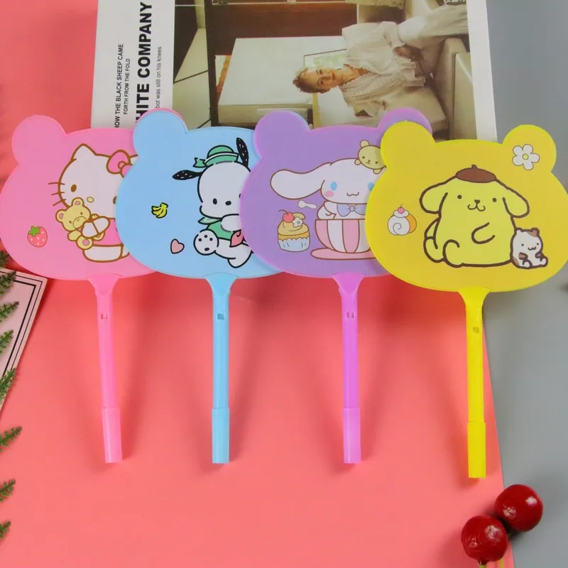 50/100pcs Sanrio Cartoon Hello Kitty Melody Fan Pen Cute Stationery Student Prize Fan Ballpoint Pen Wholesale