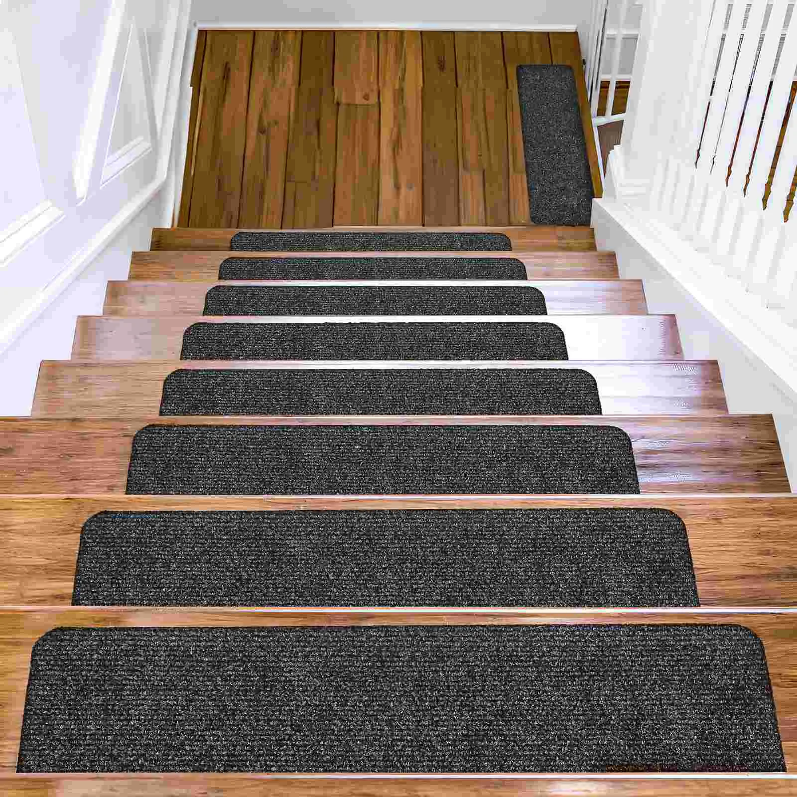 15 Pcs Stair Mats 76x20CM PVC Non Self Adhesive Carpet Treads for Stairs Easy Installation Washable Wear Resistant Home