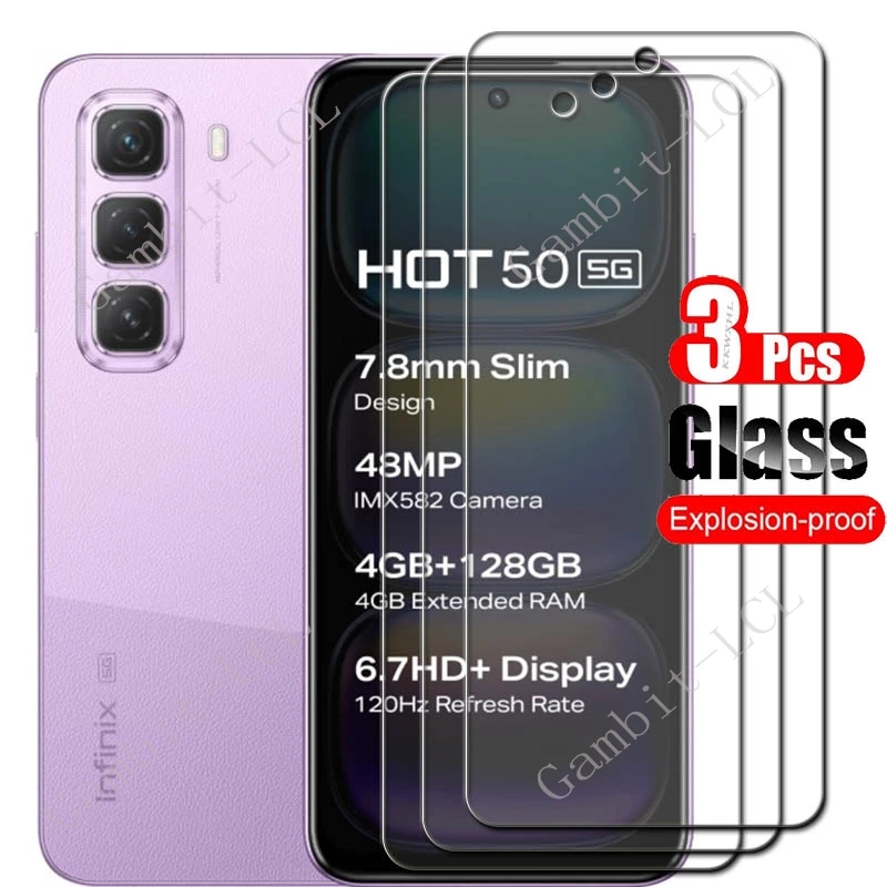 1-3PCS Tempered Glass For Infinix Hot 50 5G Protective Film ON InfinixHot50 Hot50 X6720 6.7