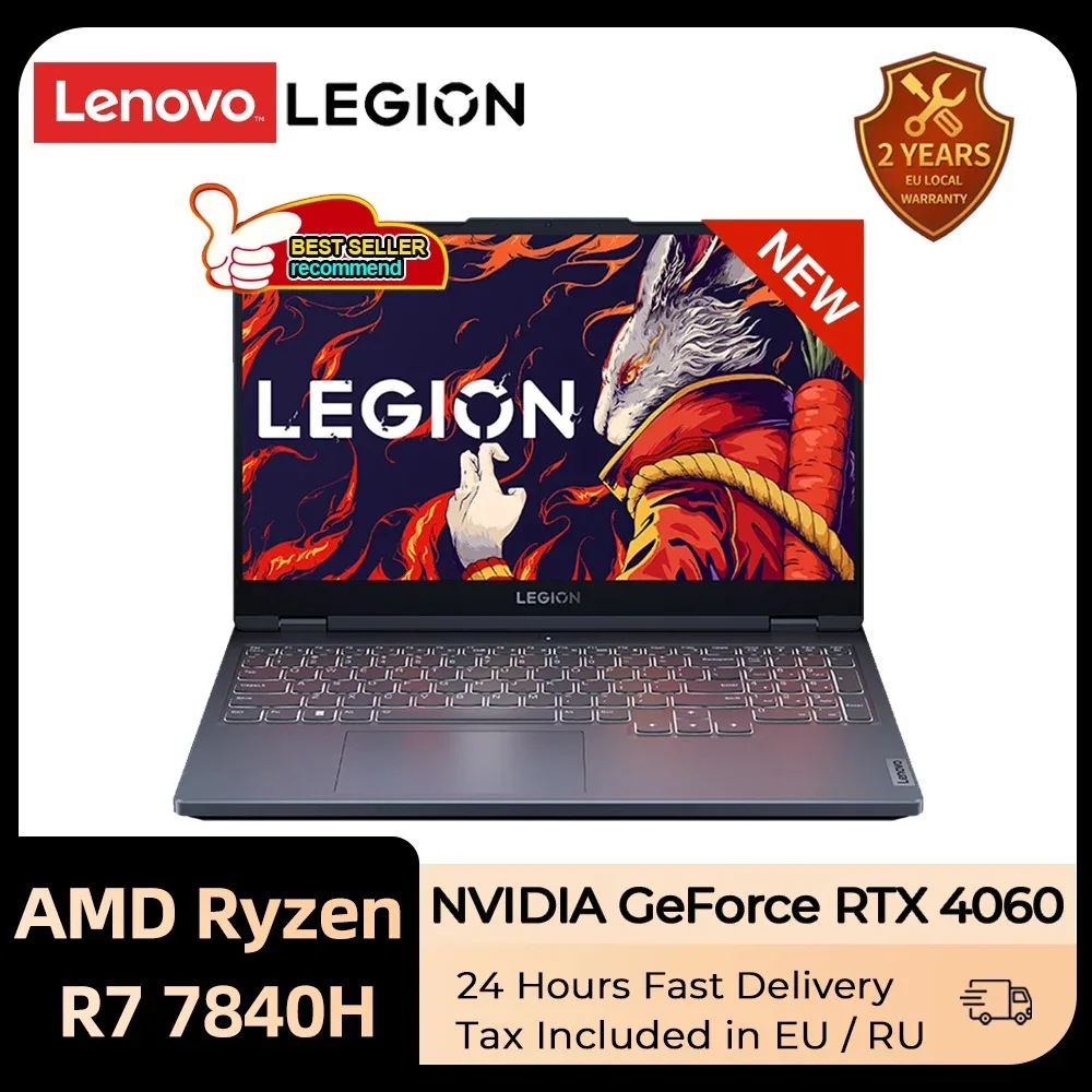 

Lenovo Legion R7000 E-sports Gaming Laptop R7-7840H 16G/32G RAM 512G/1T SSD RTX4060-8G 144Hz 15.6inch Newest Game Notebook PC