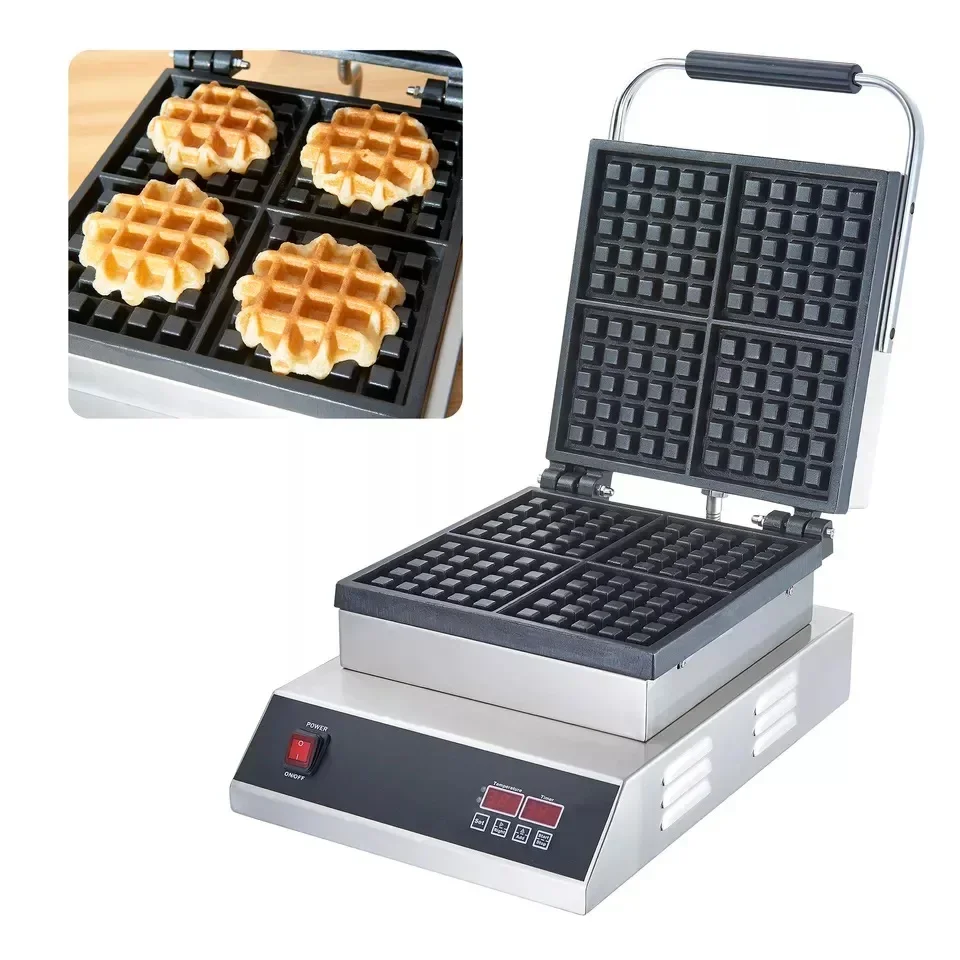 Popular New Design Commercial Electric Non-stick Honeycomb Shape 4 Slices Waffle Machine