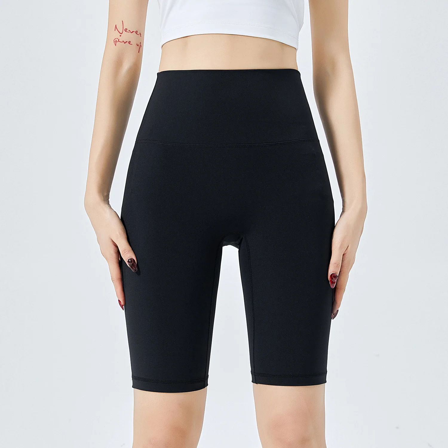 Women High Waist Tummy Control Butt Lifting Workout Gym Seamless Biker Scrunch Yoga Shorts