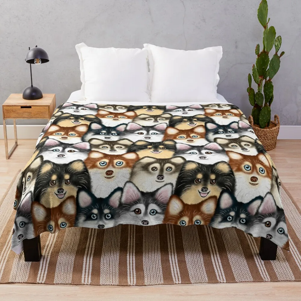 Pomsky Pattern Throw Blanket Luxury Kid'S Summer Beddings Blankets