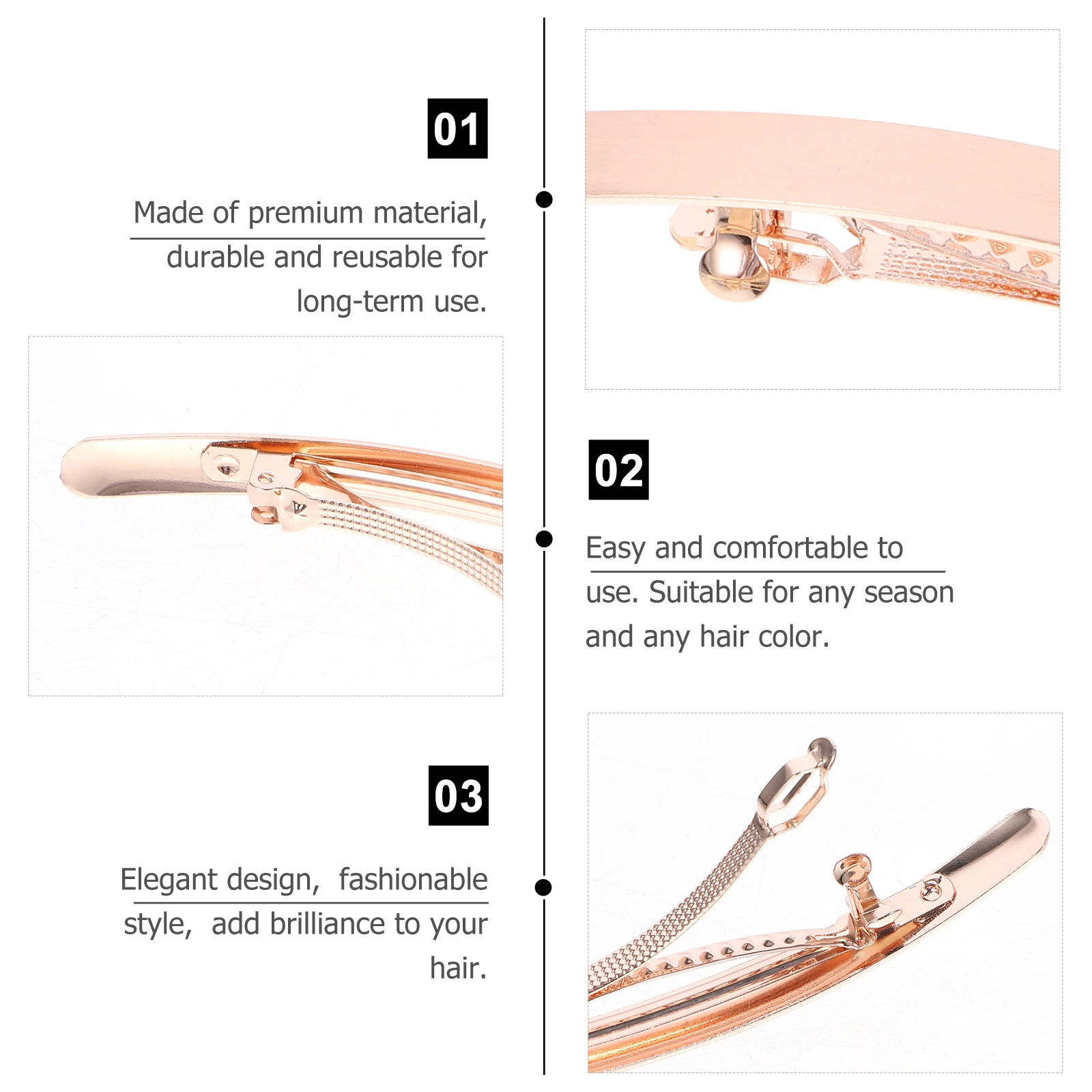 

6Pcs Stylish Hairpins Non Slip Hair Clips Gold Silver Rose Gold for Women Fashion Barrettes Wedding Party Accessories