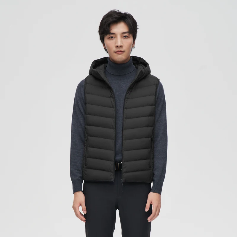 

Bosideng Мужской пуховый жилет с капюшоном Легкая теплая зимняя стеганая куртка Ветрозащитное спортивное пальто на открытом воздухе