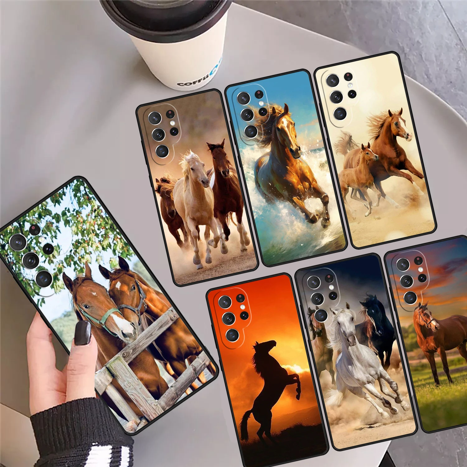 Animal Steed Horse Phone Case Cover Coque For Samsung Galaxy S24 Ultra 23 S22 Plus S21 FE S20 S8 S9 S10 Note 10 Pro Note 20