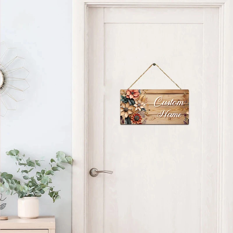 Custom Name Door Sign, Personalized Wooden Plaque for Garden & Bedroom Decor view 6