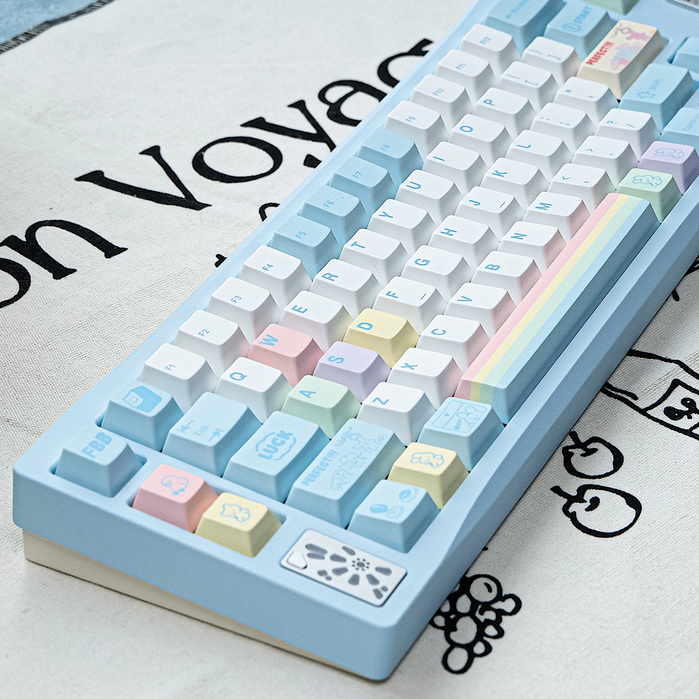 FBB PBT Keycaps Set UFO Cather Blue For Mechanical Keyboard Key Cap Cute Cherry Profile DIY Custom Christmas Gift For Girl Lover