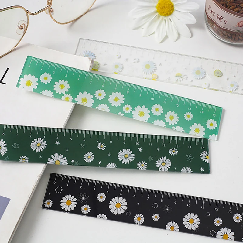 16Cm Frisse Stijl Daisy Bloemen Ins Acryl Rechte Liniaal Koreaanse Meten Linialen Voor Studenten Scrapbooking Diy-Benodigdheden