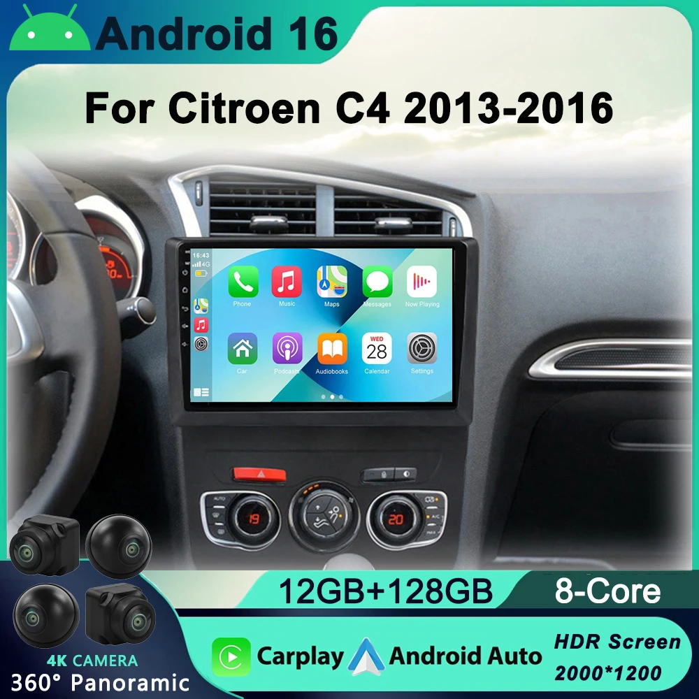

2Din 4G Android 16 Car Radio Stereo Multimedia Video Player For Citroen C4 2 B7 2013 2014 2015 2016 Navigation GPS Carplay