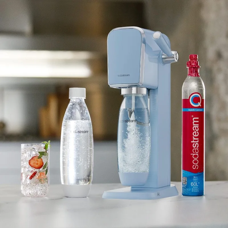 SodaStream художественный сверкающий Набор для воды (туманный синий), с CO2, бутылки DWS, и сильный ароматизатор капель