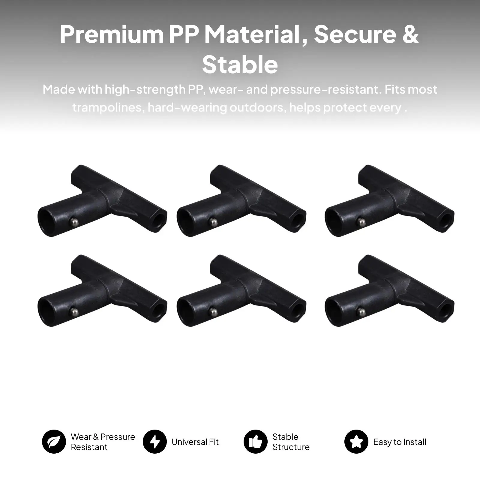 

6 шт., детали для Т-образного соединения батута, колпачки для быстрого подключения трубки, защитные колпачки для батутных шестов, аксессуары, замена