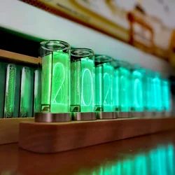 Luxury Nixie Tube Clock Wood Led Digital Watch Table Glow Tube Clock Alarm Desktop Electronic Lamp Clocks Home Decoration Gift