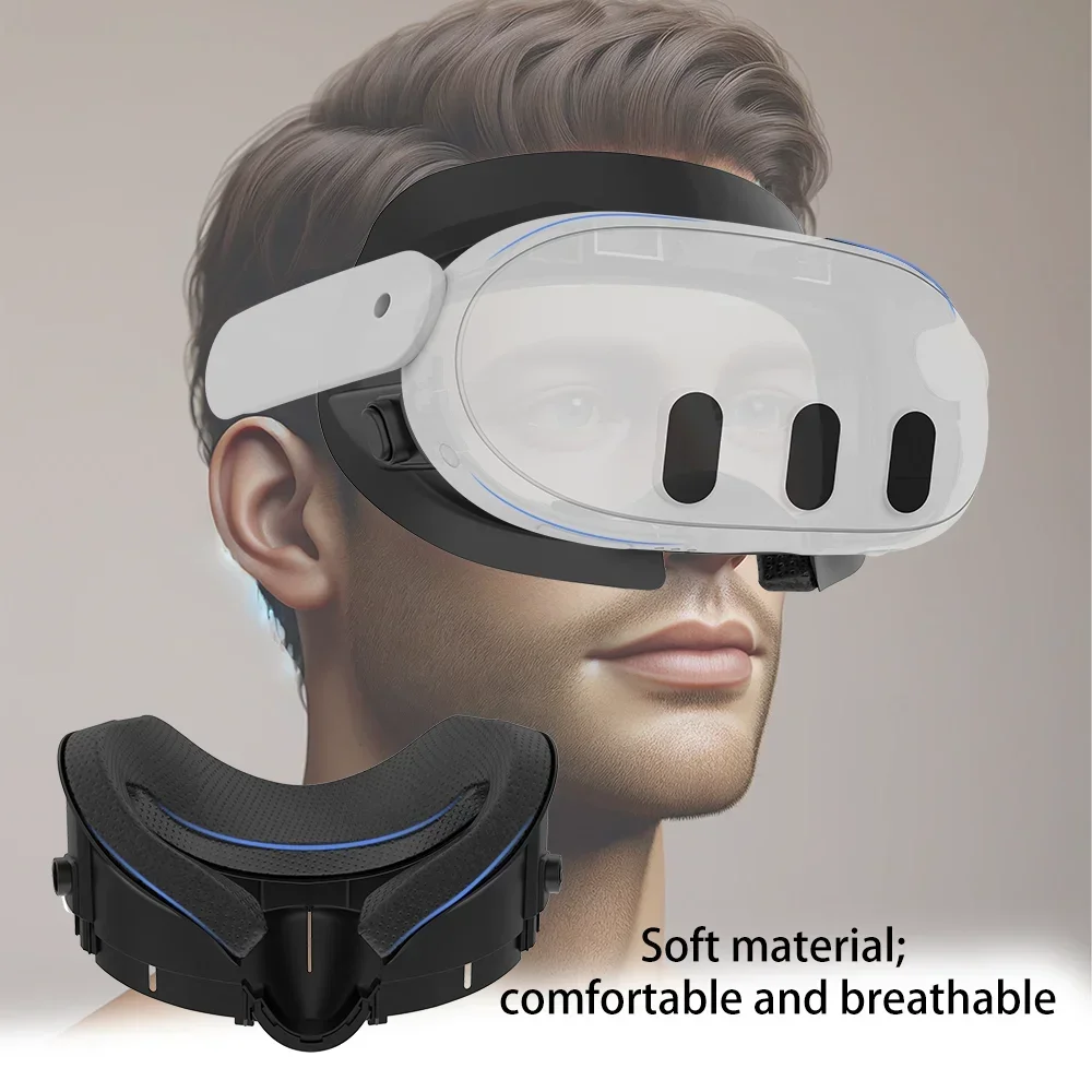 FOR Meta Quest 3 VR Comfort Kit PU Leather Face Mask Cover Ice Silk Fabric Pad  Durable Enhanced For Quest 3 Facial Interface