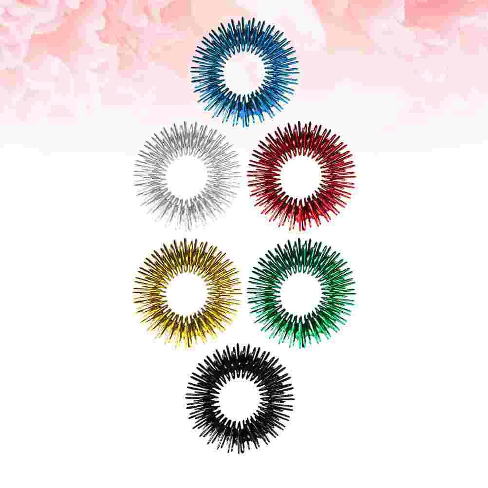 

6 Pcs Finger Massage Tool Stress Reducer Rings Toy Acupressure Hand Fidget Massager