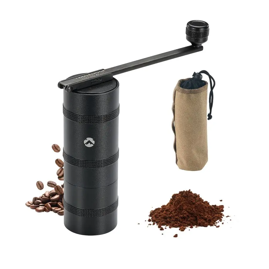 

Portable Manual Coffee Grinder for Camping amp Travel Foldable Handle, CNC Stainless Steel Burr, AllMetal Hand Grinder Perfect f