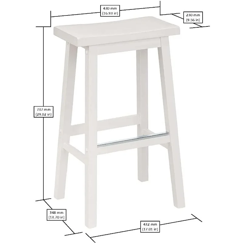 Bancos de bar para balcão de ilha de cozinha em madeira maciça, 29 "de altura, branco - conjunto de 2