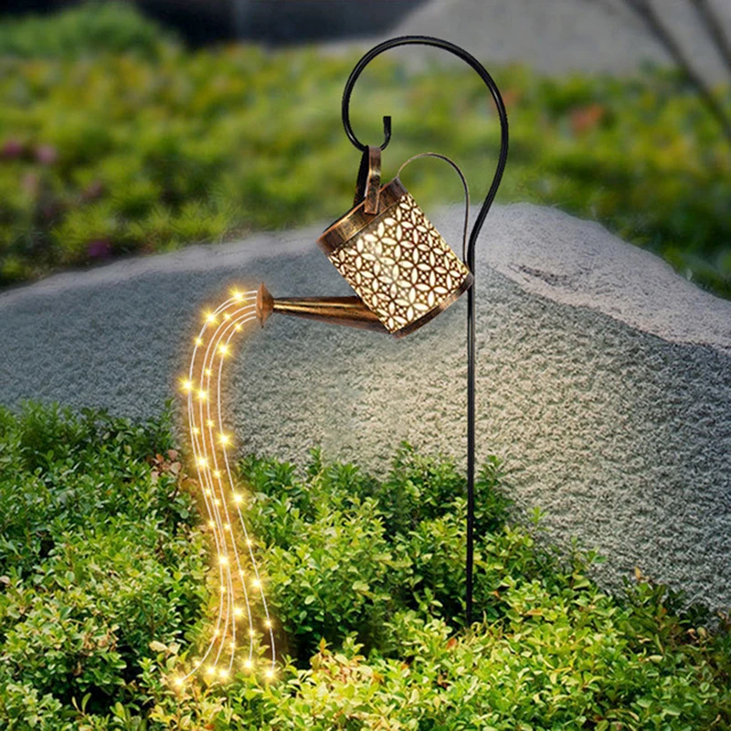 Solar Watering Can Light Hanging Waterfall Lamp Waterproof Outdoor Garden Decor Yard Porch Lawn Backyard Landscape Sun LED Lamp