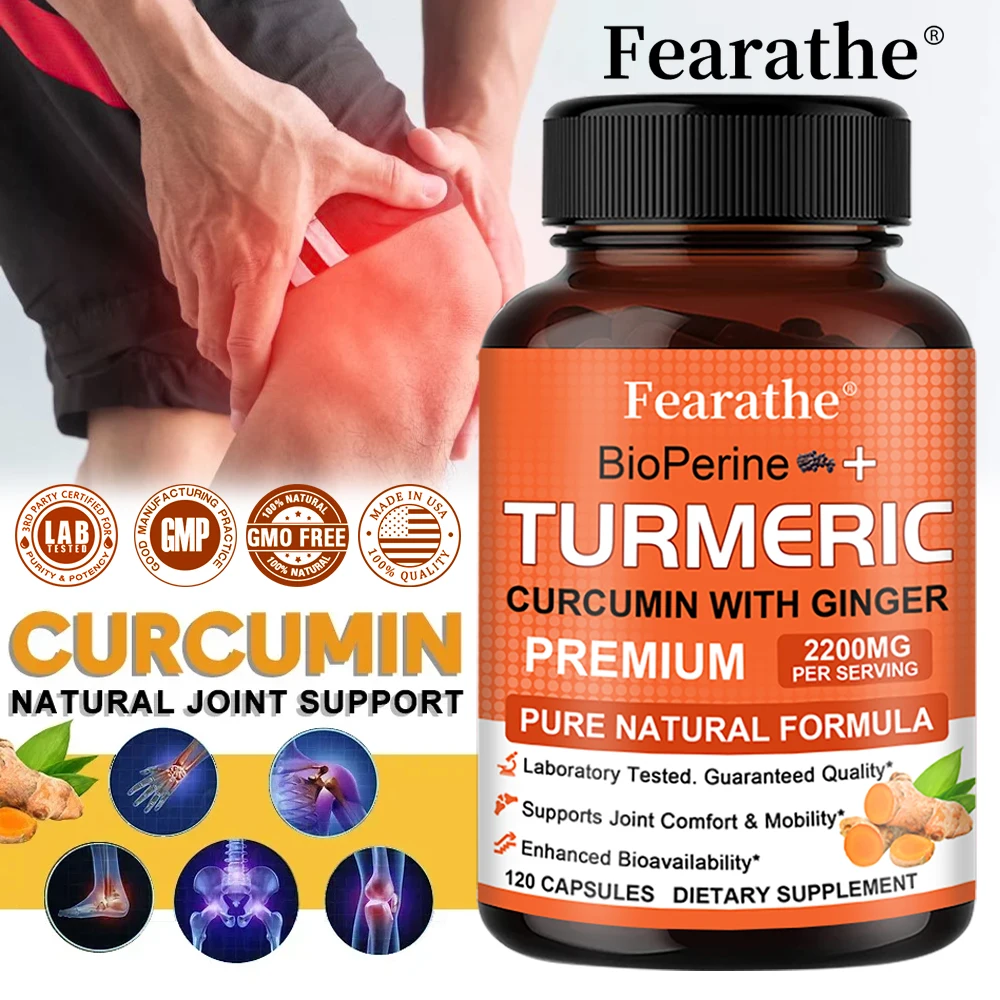 Turmeric and Black Pepper Extract Capsules - Helps with Muscle Flexibility and Bone Health, Relieves Inflammation After Exercise