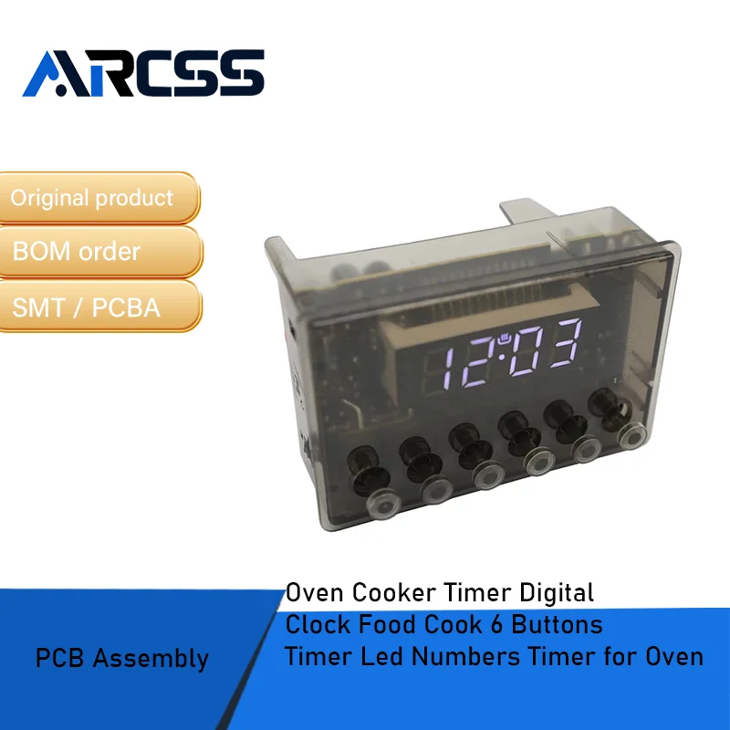 مؤقت طباخ الفرن، ساعة رقمية للطهي بالطعام، 6 أزرار، مؤقت أرقام LED للفرن