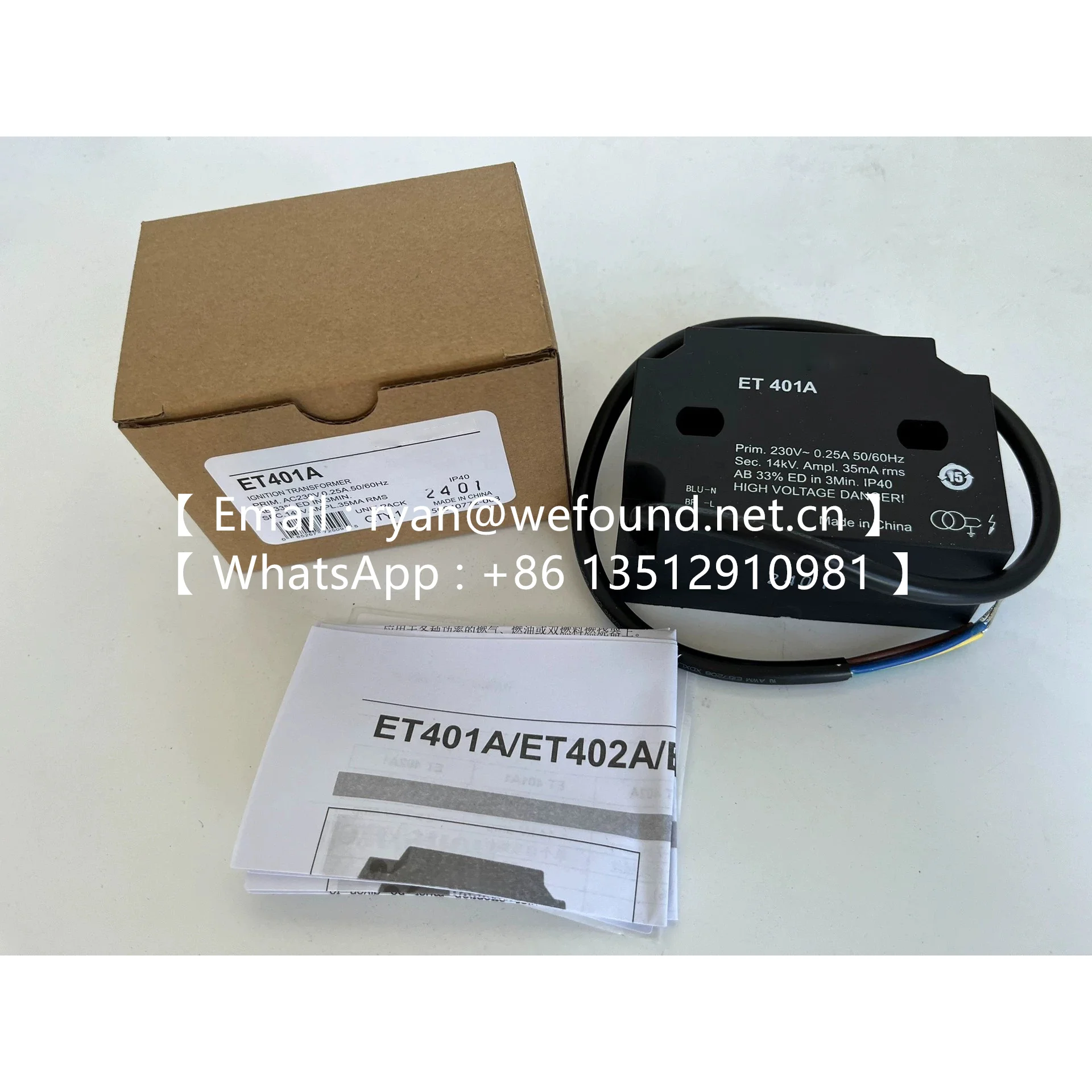 ET401A ET402A Ignition transformers that are suitable to be installed in burner control boxes for gas or oil fuel burner systems