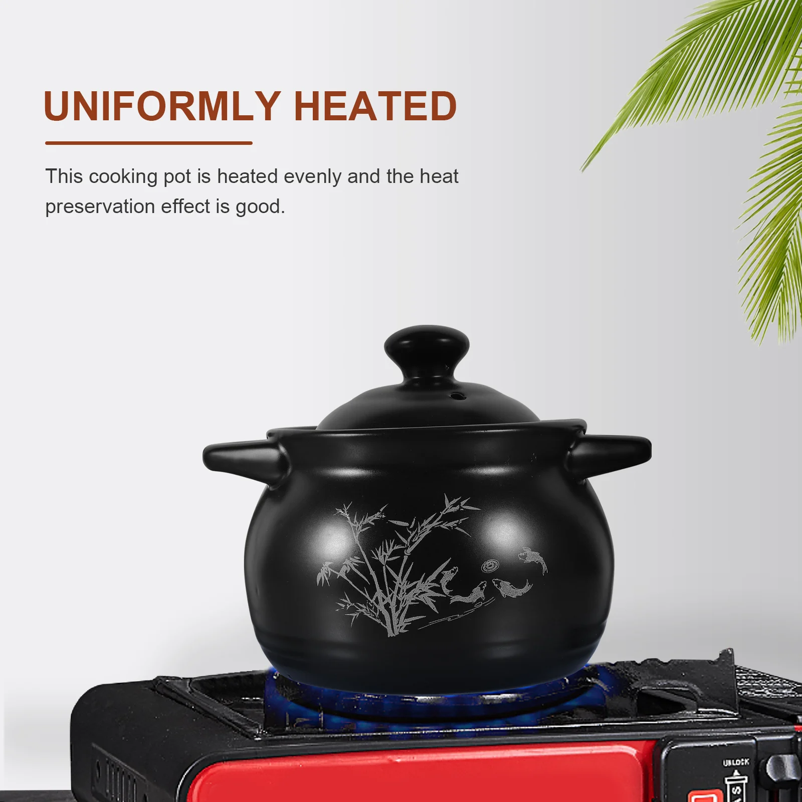 

Ceramic Stew Pot Kitchen Essentials Acid Alkali Resistant Home Cooking Pot Non Slip Handles Easy Clean Casserole