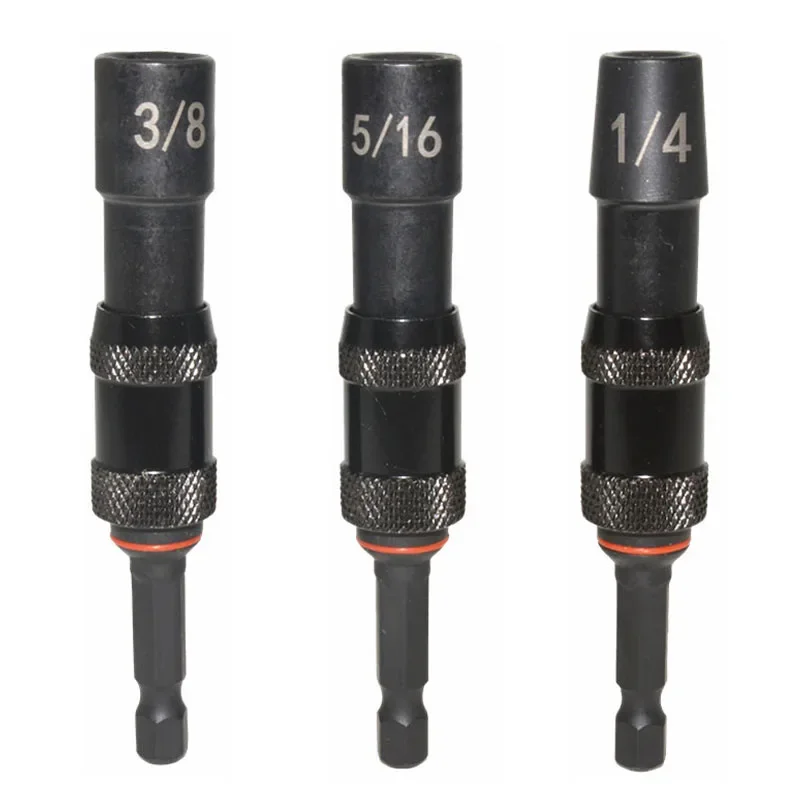 1/3Pcs 1/4 3/8 5/16 Universal Sleeve 1/4" Hex Shank Connecting Rod Hexagonal Strong Magnetic Socket Screwdriver Head Adapter