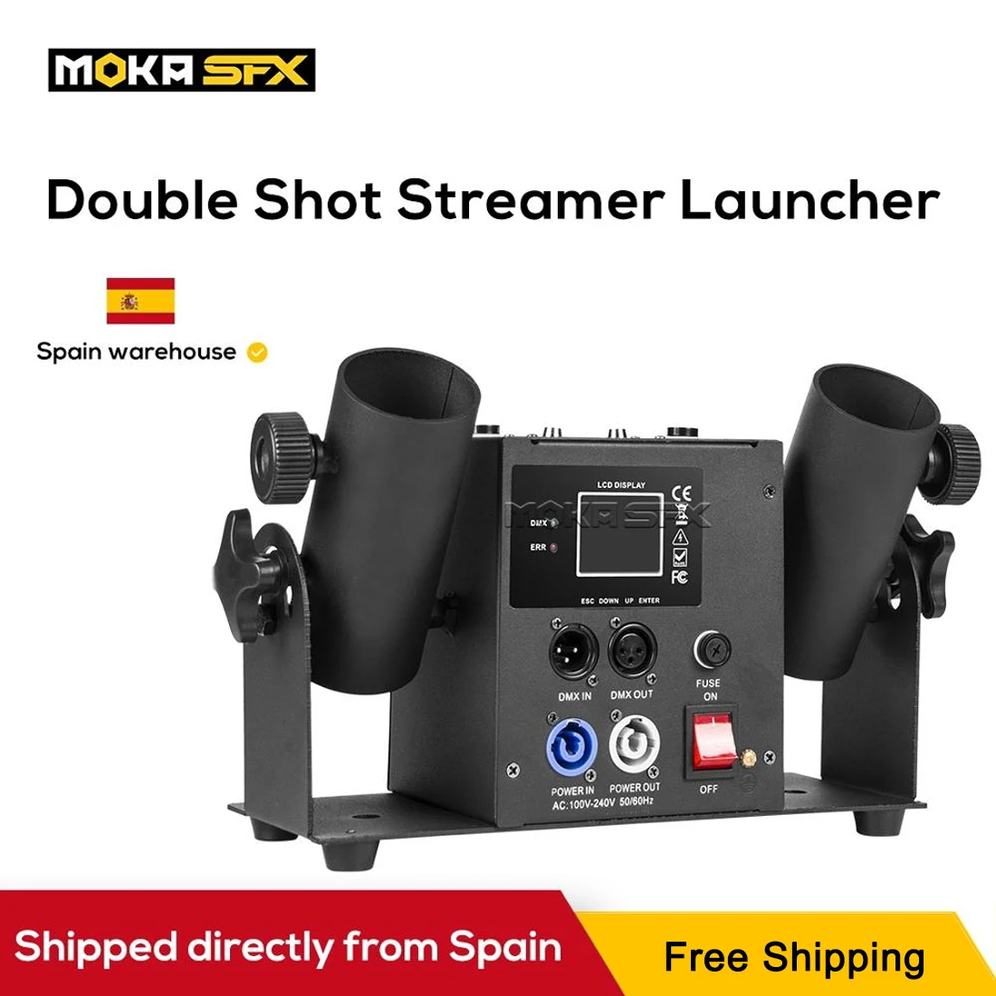 moka sfx tiro maquina confetes duplo tiro streamer lancador eletrica confetes blaster dmx controle remoto confetes canhao 01