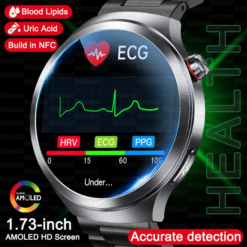 

2025 New Nursing Grade Health Smart Watch ECG+PPG Blood Lipid Uric Acid Blood Pressure HD Bluetooth Call Clock Smart Watch Men