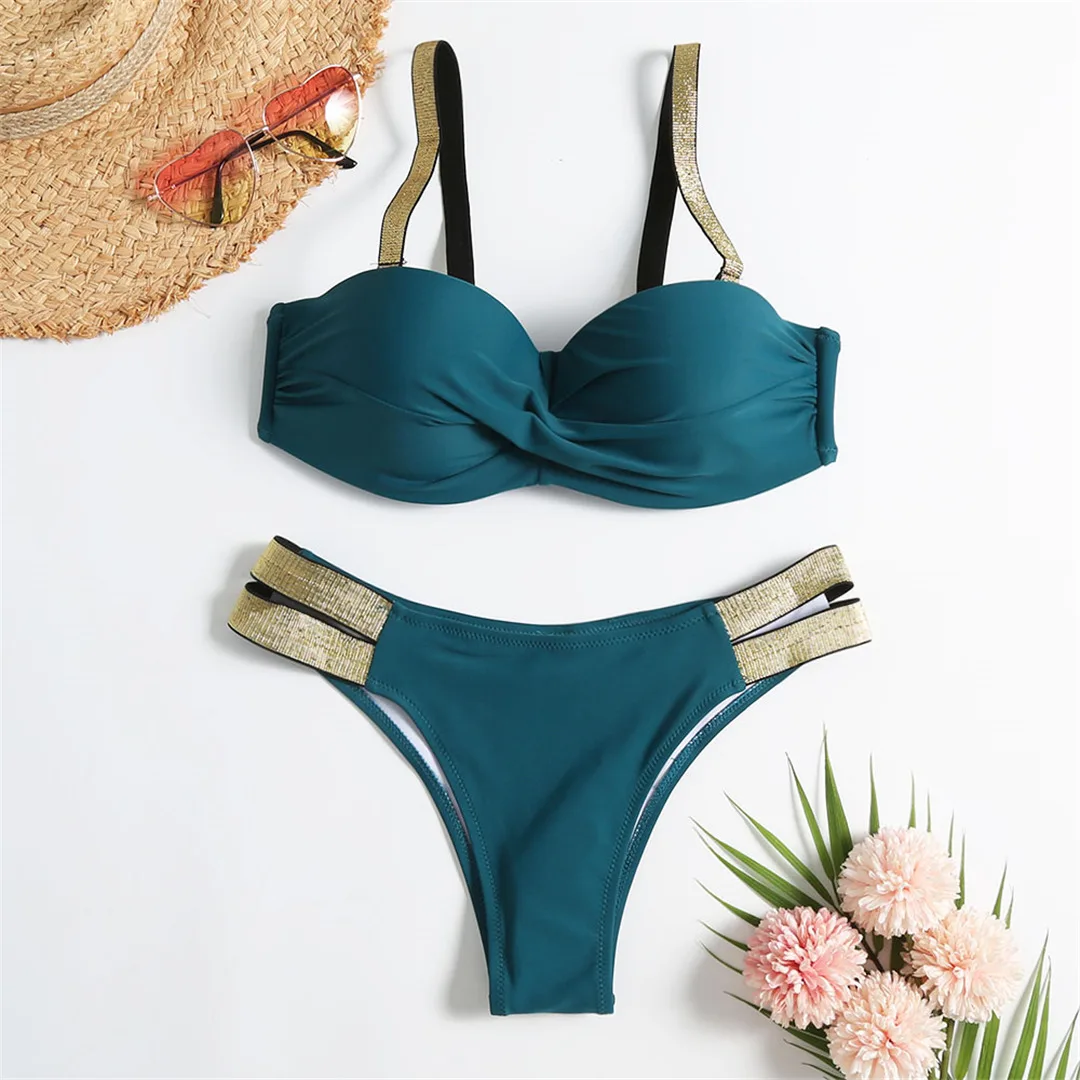 Neuer S - XL BH-Bikini Push-Up-Badeanzug Damen-Bademode Zweiteiliges Bikini-Set mit Cup Bather Badeanzug Schwimmanzug Damen V2310 – Detail 34