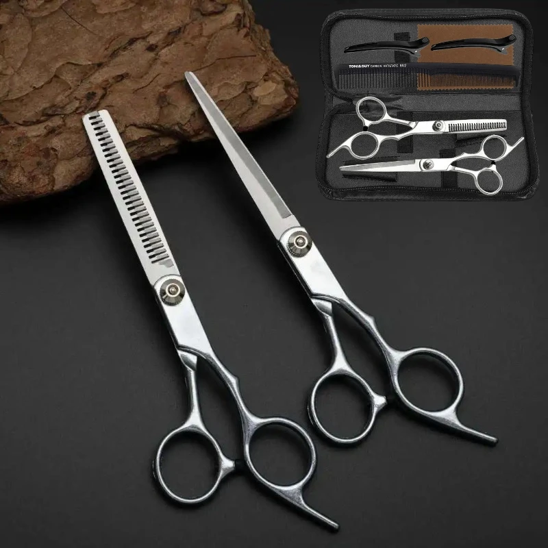 

1pc Professional Barber Scissors Set - Stainless Steel Salon Hairdressing Tools, Hair Cutting/Thinning Kit for Hairdressers