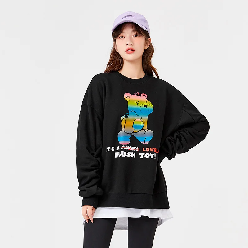 Semir Sweatshirt Women Cute Bear Design Top 2024 New Winter Oversize Sweet Style Fleece Lining Bottoming Shirt