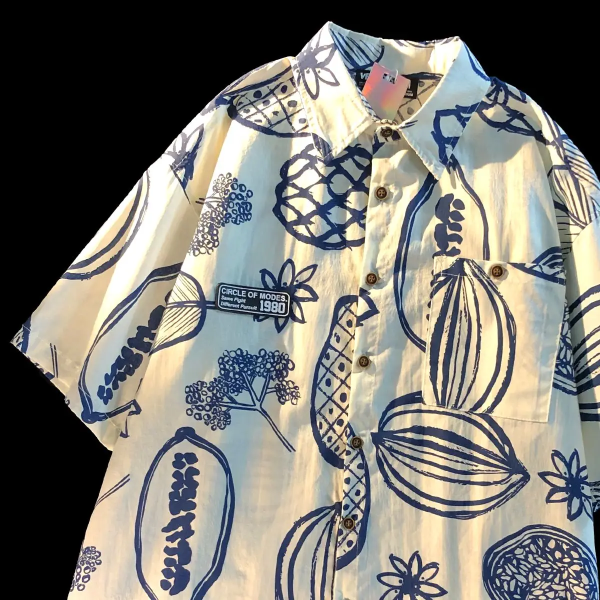 Camisa floral graffiti havaiana, jaqueta high-end, estilo Hong Kong, camisas florais cubanas de colarinho, mesmo estilo para homens e mulheres