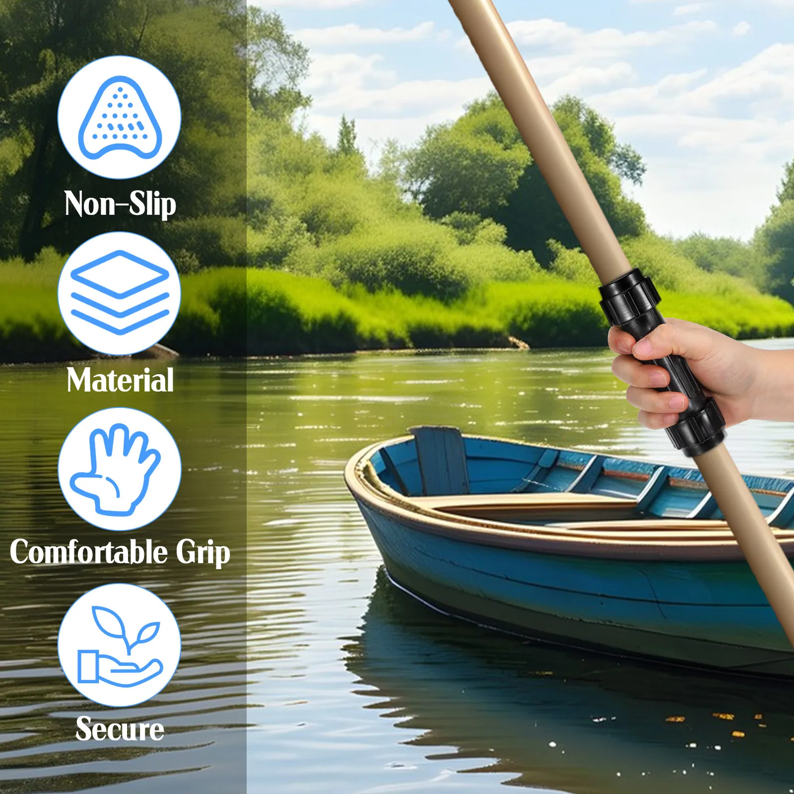 2Pcs Thickened ABS Paddle Connector for Kayak Canoe Boat Oar Replacement Screw Joint Tube with Threaded Caps Smooth Grip