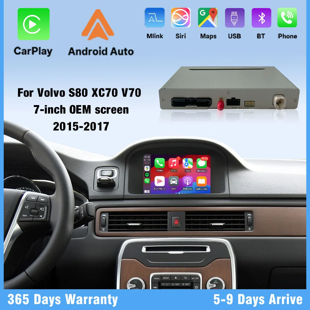 Wireless Apple CarPlay for Volvo S80L XC70 V70 2011-2017 Support  Android Auto GPS Navigation Mirror Link Reverse Camera DSP