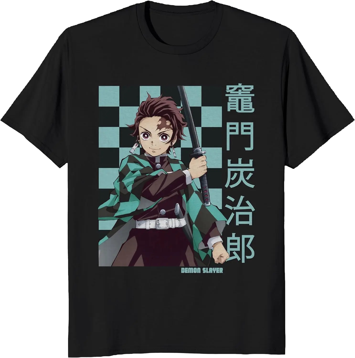 Demon Slayer Tanjiro Checkerboard Men's and Women's Short Sleeve T-Shirts