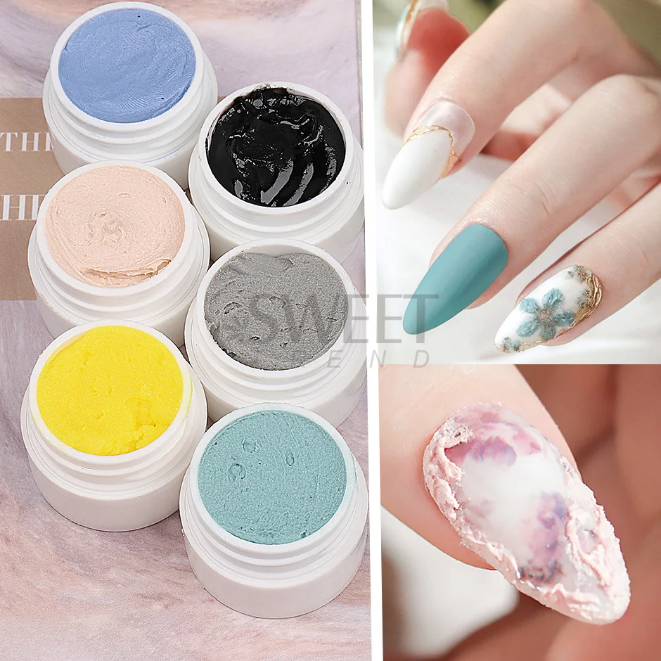 5ml 5D Acryl Geprägte Zeichnung Gips Gel Nail art Sand Texure Matte Wirkung 12 Farben DIY Gips Kleber Keine benötigen Top Mantel SAS44