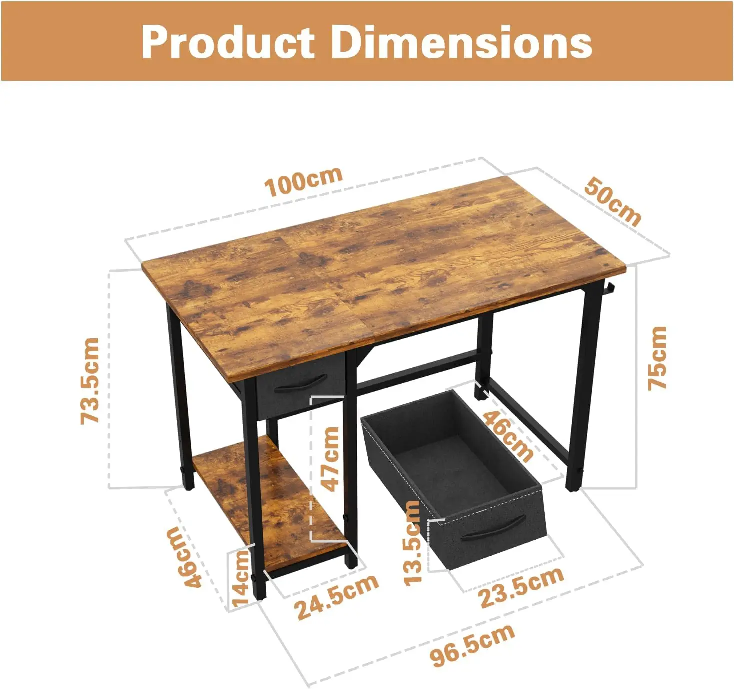 ديفوكو 100x50 سم مكتب مع أدراج طاولة كمبيوتر صغيرة مع حامل سماعات الرأس طاولة مكتب صغيرة طاولة الدراسة #4