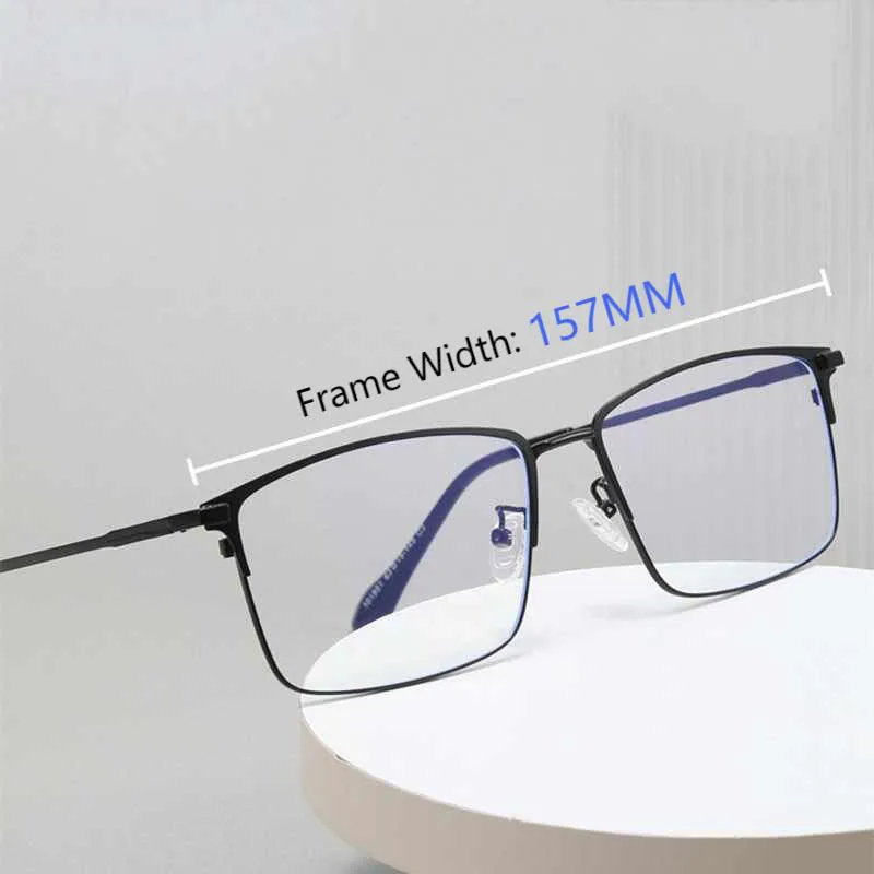 157mm Titan Legierung Anti Blau Licht Platz Lesebrille Männer Business Große Presbyopie Brille Klare Linse Rezept Brillen – Detail 3