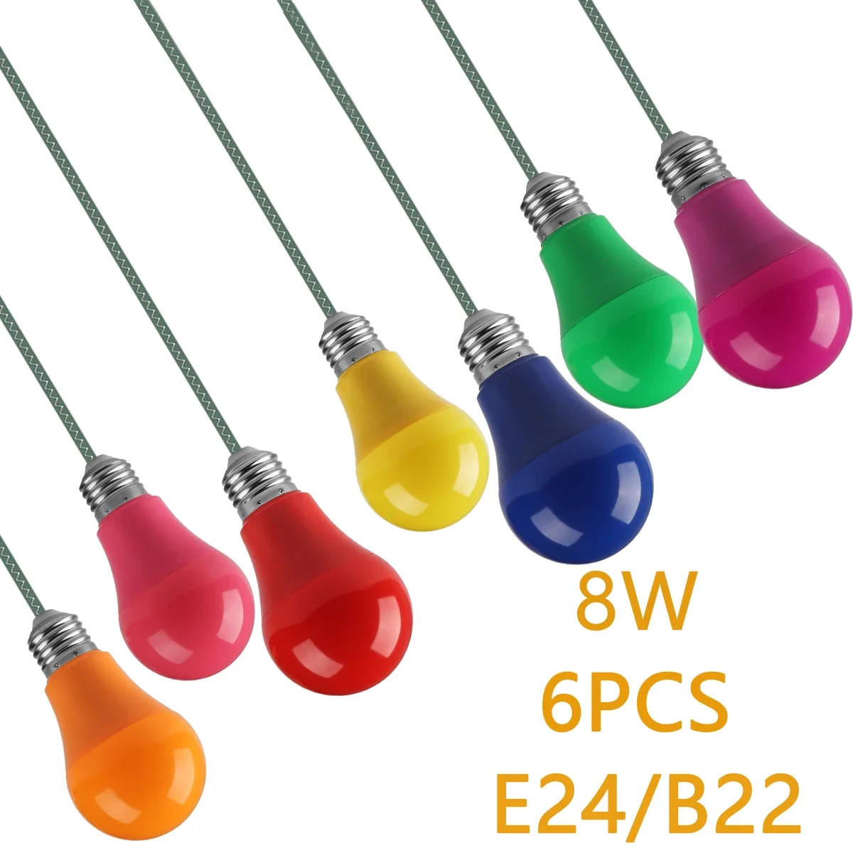 Factory Direct Led Colorful Lamp 6PCS E27 B22 Based  Ampoule 8W AC 100-240V without Flicker A60 lightning for Home Decor