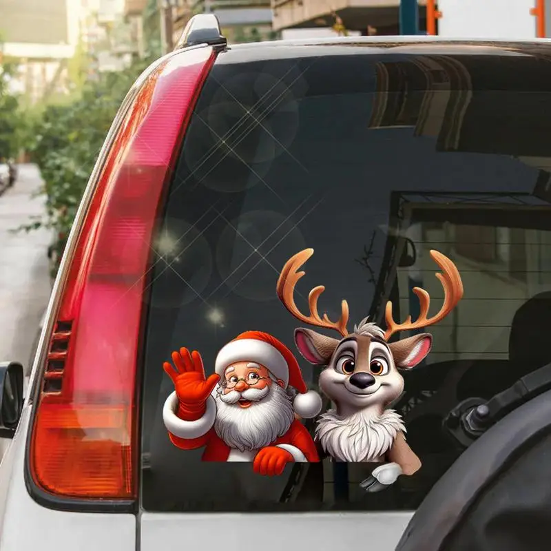 Christmas Car Rear Window Sticker Window Clings Christmas Decorations Car Window Decoration Decals Santa Claus Elk Window