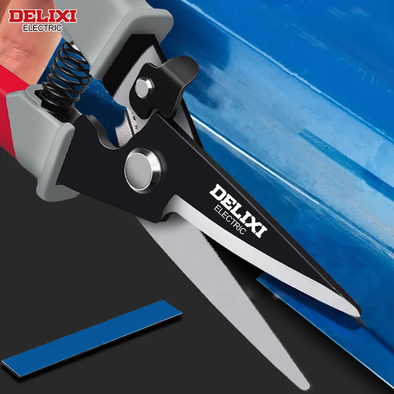 DELIXI ELECTRIC Iron Sheet Scissors，Multifunctional SK5 Steel Industrial Shears Hard and Wear-resistant Iron Cutter Hand Tools