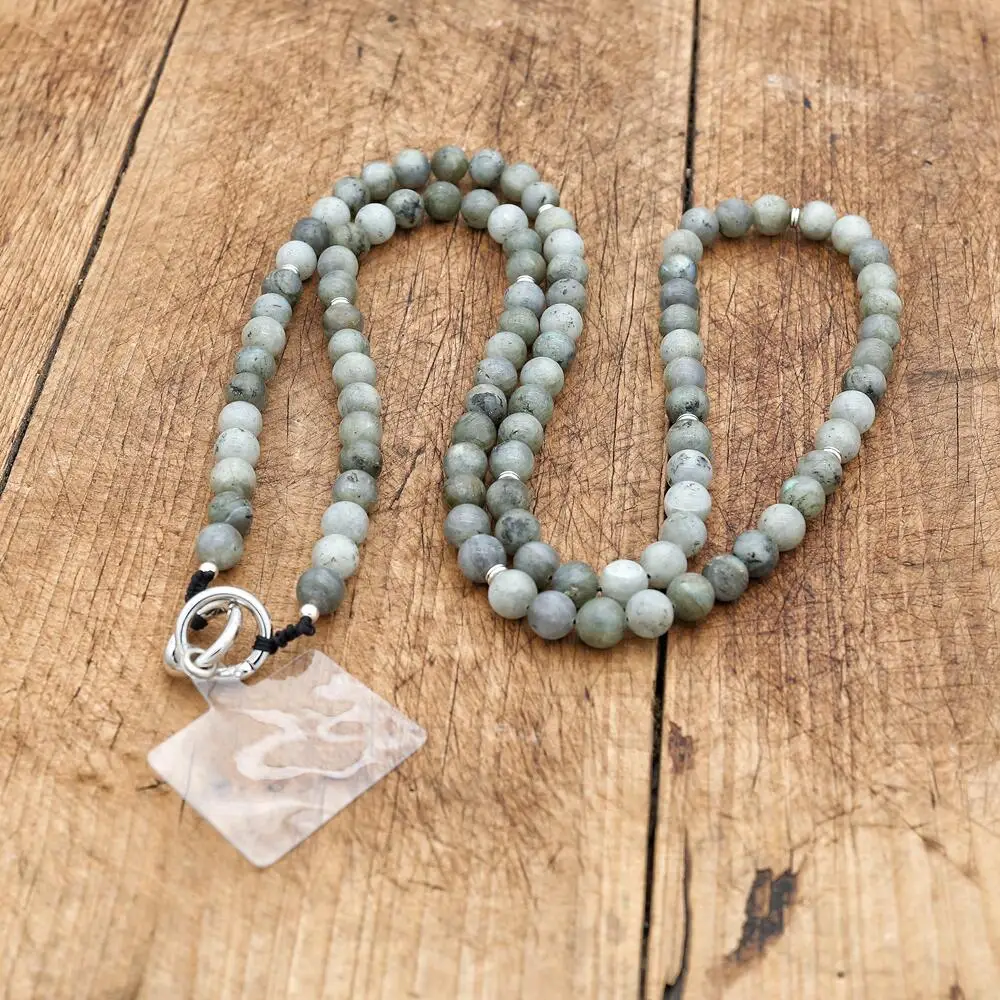 120CM Handmade Natural Stone Labradorite Beads Chain Phone Hanging Cord Phone Lanyards Mobile Phone Strap Accessories