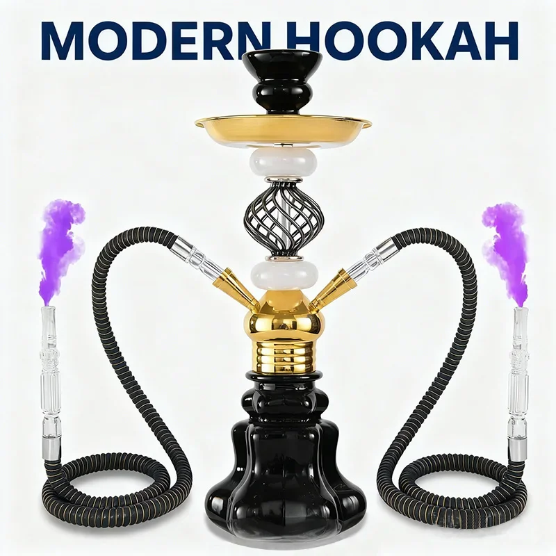 Arabian Hookah Set Glass Base Ceramics Bowl Shisha Pipe Kit Hookah Nargile Sheesha Narguile Chicha Water Pipe Hookah Shisha Set