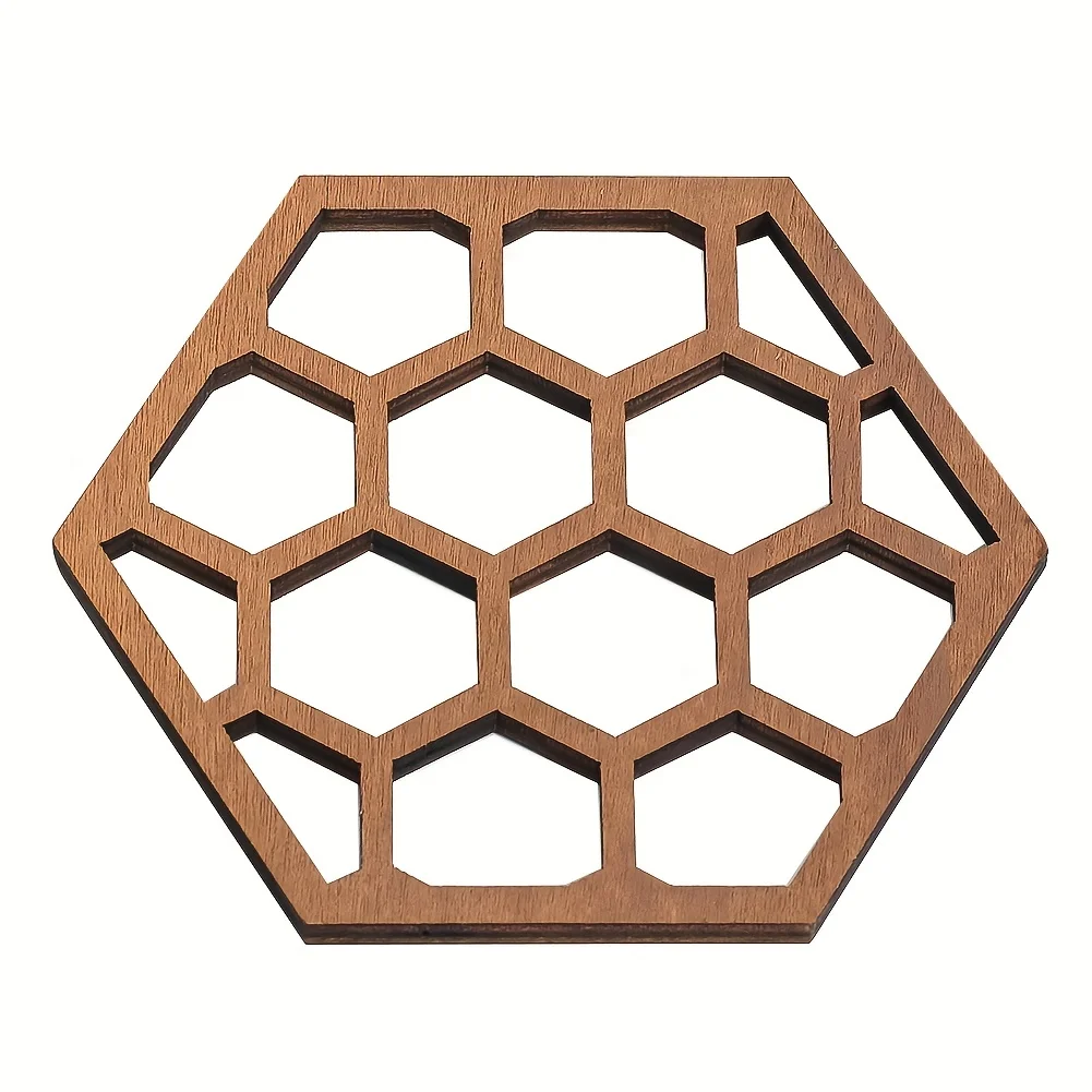 

Honeycomb Wooden Hollow Coaster Sacred Geometry Hexagon Insulation Cup Pad Placemat for Dining Table Home Decoration Board Craft