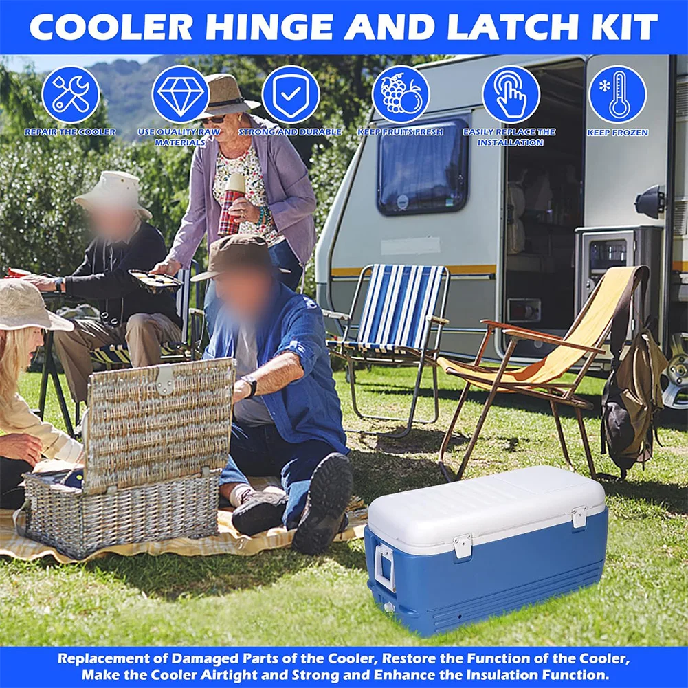 Plastic Hinge and Latch Kit for Igloo 165 Quart Coolers With Stainless Steel Screws and UV Inhibitors for Outdoor Durability