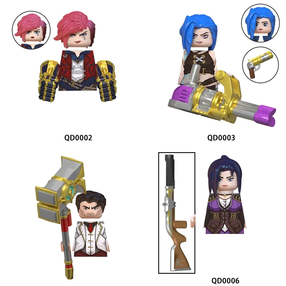 LoL Building Blocks Hot Game Cosplay Arcane Figures Jinx Vi Jayce Caitlyn Victor MEL Bricks Toys For Boys QD0002 QD0003 QD0008