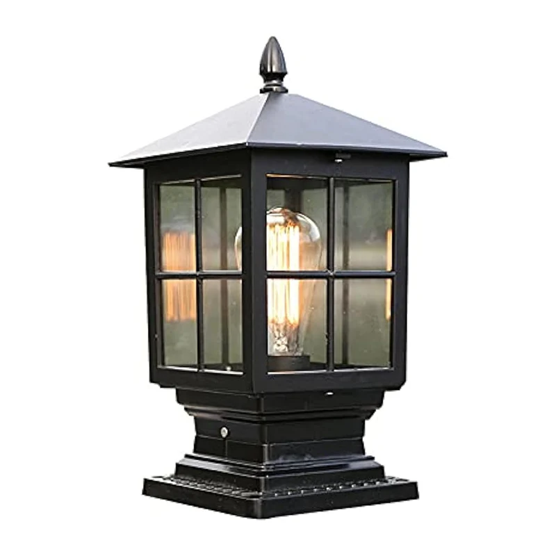 

Outdoor Post Light Led Metal Glass Lantern Vintage Garden Yard Post Pole Pillar Mount Landscape Lamp Exterior Lighting Fixture